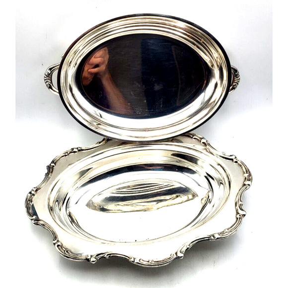 Vintage Silverplate Covered Bread Tray Serving Dish Scalloped Edge 12x10x4" YK - Picture 6 of 9